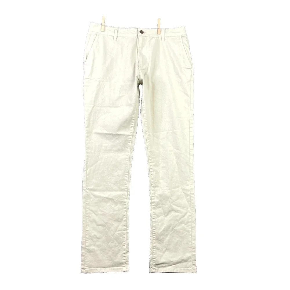 Tailor Vintage Chino Pants Men's 33x32 Beige Comfort Stretch Slim Fit Streetwear